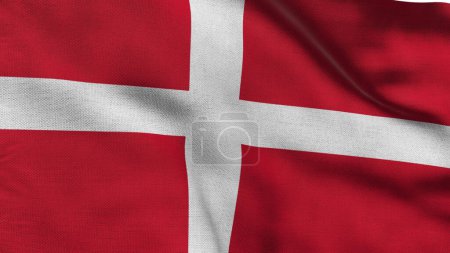Foto de Alta bandera detallada de Dinamarca. Bandera nacional de Dinamarca. Europa. Ilustración 3D. - Imagen libre de derechos