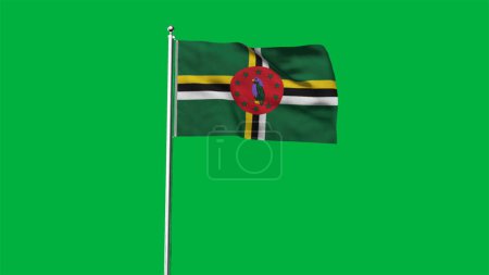 Hohe detaillierte Flagge von Dominica. Nationalflagge Dominicas. Nordamerika. 3D-Illustration.