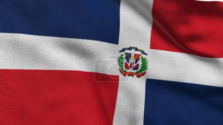 Hohe detaillierte Flagge der Dominikanischen Republik. Flagge der Dominikanischen Republik. Nordamerika. 3D-Illustration.