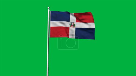 Drapeau haut détaillé de la République dominicaine. Drapeau national de la République dominicaine. Amérique du Nord. Illustration 3D.