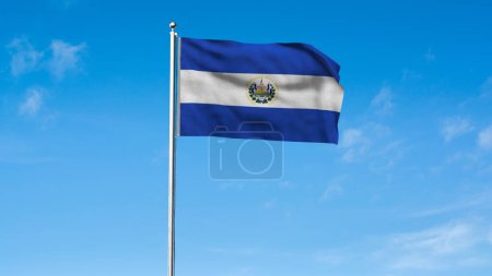 High detailed flag of El Salvador. National El Salvador flag. North America. 3D illustration.