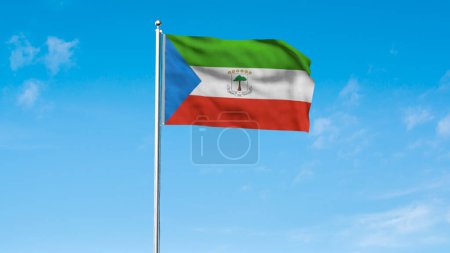 High detailed flag of Equatorial Guinea. National Equatorial Guinea flag. Africa.