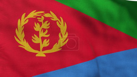 High detailed flag of Eritrea. National Eritrea flag. Africa. 3D illustration.