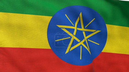 High detailed flag of Ethiopia. National Ethiopia flag. Africa. 3D illustration.