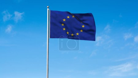Téléchargez les photos : Haut drapeau détaillé de l'Europe. Drapeau national européen. L'Europe. Illustration 3D. - en image libre de droit