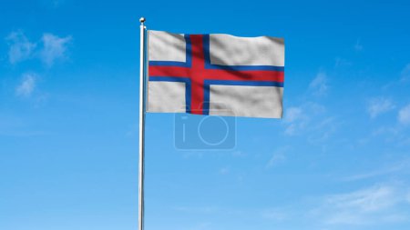 Alta bandera detallada de Islas Feroe. Bandera de las Islas Feroe. Europa. Ilustración 3D.