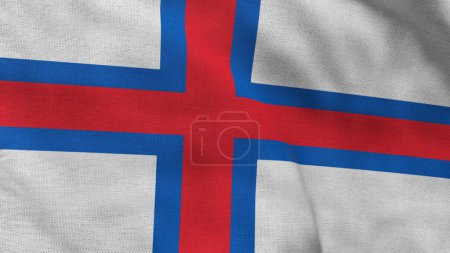 Foto de Alta bandera detallada de Islas Feroe. Bandera de las Islas Feroe. Europa. Ilustración 3D. - Imagen libre de derechos