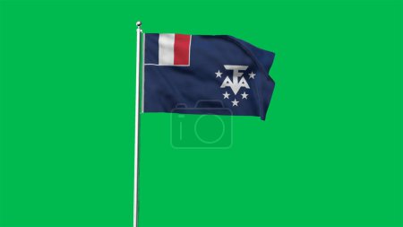 High detailed flag of French Southern and Antarctic Lands. National French Southern and Antarctic Lands flag. 3D illustration.