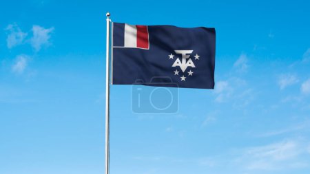 Hoch detaillierte Flagge der französischen Süd- und Antarktisländer. Nationalflagge der französischen Süd- und Antarktisländer. 3D-Illustration.
