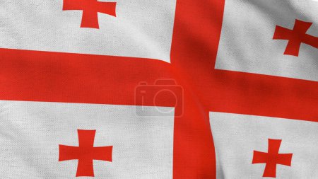 Haut drapeau détaillé de la Géorgie. Drapeau national de Géorgie. L'Europe. L'Asie. Illustration 3D.