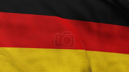 Alta bandera detallada de Alemania. Bandera nacional de Alemania. Europa. Ilustración 3D.