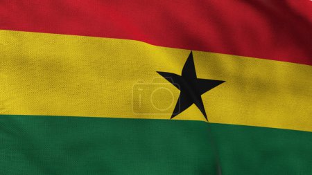 High detailed flag of Guinea-Bissau. National Guinea-Bissau flag. Africa. 3D illustration.