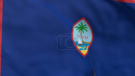 Hohe detaillierte Flagge von Guam. Nationalflagge Guams. Ozeanien. 3D-Illustration.