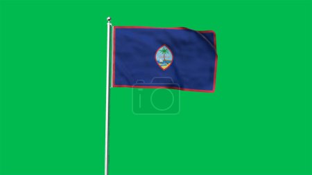Hohe detaillierte Flagge von Guam. Nationalflagge Guams. Ozeanien. 3D-Illustration.