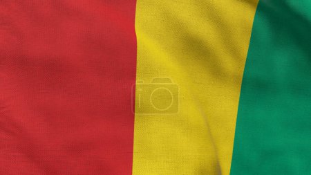 High detailed flag of Guinea. National Guinea flag. Africa. 3D illustration.