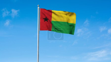 Hohe detaillierte Flagge von Guinea-Bissau. Nationalflagge Guinea-Bissaus. Afrika. 3D-Illustration.