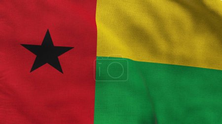 High detailed flag of Guinea-Bissau. National Guinea-Bissau flag. Africa. 3D illustration.