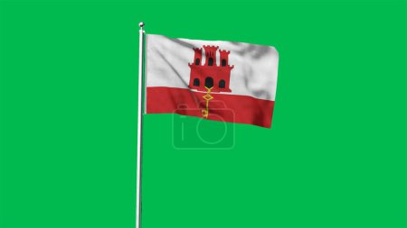 High detailed flag of Gibraltar. National Gibraltar flag. 3D illustration.