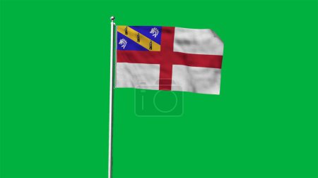 Alta bandera detallada de Herm. Bandera Nacional Herm. Ilustración 3D.