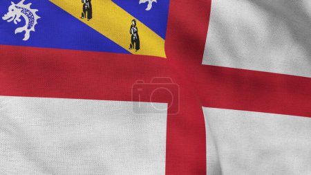 Hoch detaillierte Flagge von Herm. Nationalflagge Herms. 3D-Illustration.