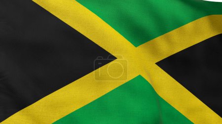 Téléchargez les photos : Drapeau haut détaillé de la Jamaïque. Drapeau national de Jamaïque. Amérique du Nord. Illustration 3D. - en image libre de droit