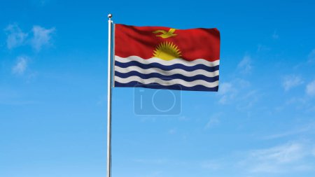 Hoch detaillierte Flagge von Kiribati. Kiribati-Nationalflagge. Ozeanien. 3D-Illustration.