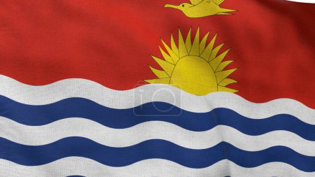 Alta bandera detallada de Kiribati. Bandera nacional de Kiribati. Oceanía. Ilustración 3D.