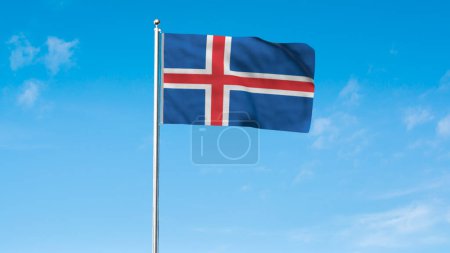 Hohe detaillierte Flagge Islands. Nationalflagge Islands. Europa. 3D-Illustration.