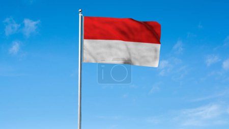 Alta bandera detallada de Indonesia. Bandera nacional de Indonesia. Asia. Ilustración 3D.