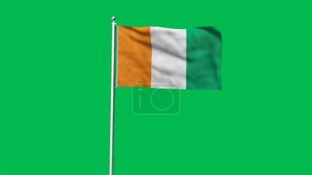 Alta bandera detallada de Costa de Marfil. Bandera Nacional de Costa de Marfil. ¡África! Ilustración 3D.