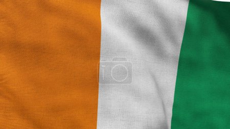Hohe detaillierte Flagge der Elfenbeinküste. Nationalflagge der Elfenbeinküste. Afrika. 3D-Illustration.