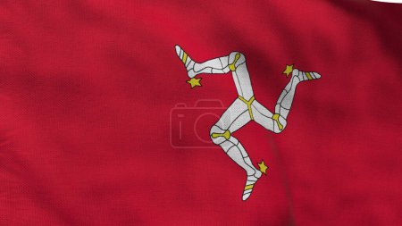 Hohe detaillierte Flagge der Isle of Man. Nationalflagge der Isle of Man. 3D-Illustration.