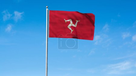 Alta bandera detallada de Isla de Man. Bandera Nacional de la Isla de Man. Ilustración 3D.