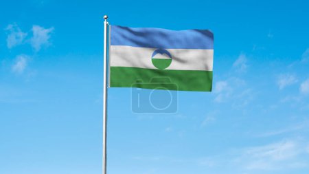 Hohe detaillierte Fahne von Kabardino Balkaria. Nationalflagge Kabardino Balkaria. 3D-Illustration.