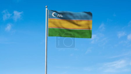 High detailed flag of Karakalpakstan. National Karakalpakstan flag. 3D illustration.