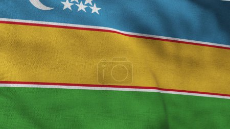 Hohe detaillierte Flagge von Karakalpakstan. Nationalflagge Karakalpakistans. 3D-Illustration.