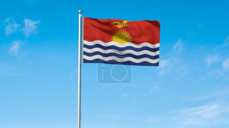 Alta bandera detallada de Kiribati. Bandera nacional de Kiribati. Oceanía. Ilustración 3D.