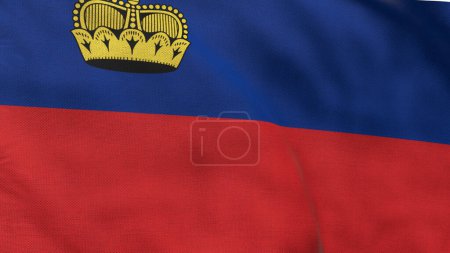 High detailed flag of Liechtenstein. National Liechtenstein flag. Europe. 3D illustration.