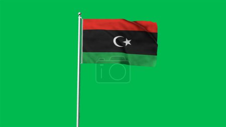 Hohe, detaillierte Flagge Libyens. Nationalflagge Libyens. Afrika. 3D-Illustration.