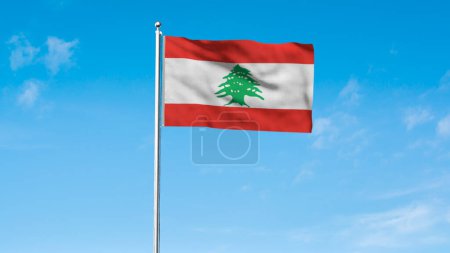 High detailed flag of Lebanon. National Lebanon flag. Asia. 3D illustration.