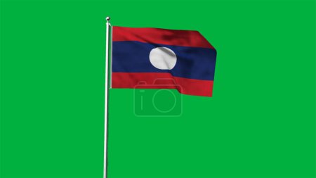 Alta bandera detallada de Laos. Bandera nacional de Laos. Asia. Ilustración 3D.
