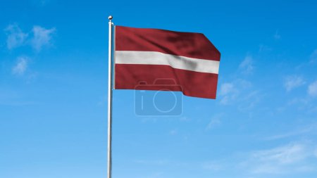 Hoch detaillierte Flagge von Lettland. Nationalflagge Lettlands. Europa. 3D-Illustration.