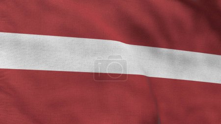 Haut drapeau détaillé de la Lettonie. Drapeau national de Lettonie. L'Europe. Illustration 3D.