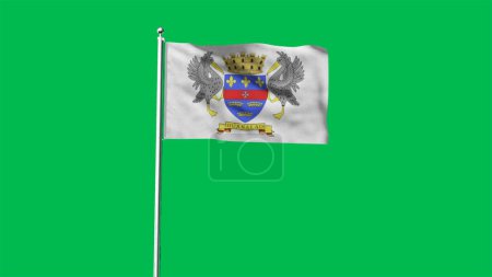 Hoch detaillierte Fahne des Heiligen Bartholomäus. Nationalflagge von Sankt Bartholomäus. 3D-Illustration.