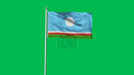 Hohe detaillierte Flagge der Republik Sacha. Nationalflagge der Republik Sakha. 3D-Illustration.