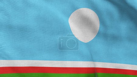 High detailed flag of Sakha Republic. National Sakha Republic flag. 3D illustration.