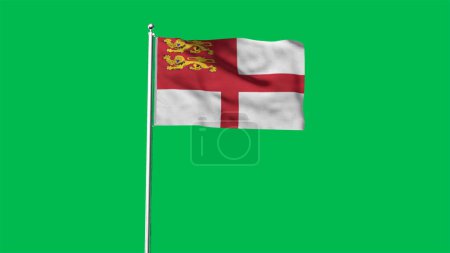 Hoch detaillierte Flagge von Sark. Nationalflagge Sarks. 3D-Illustration.