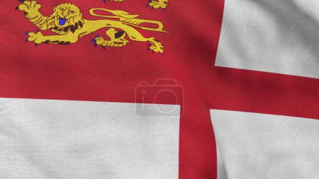 Hoch detaillierte Flagge von Sark. Nationalflagge Sarks. 3D-Illustration.