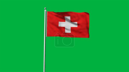 Alta bandera detallada de Suiza. Bandera nacional de Suiza. Europa. Ilustración 3D.