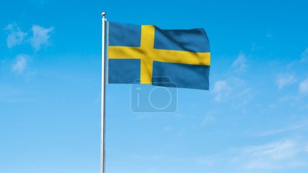 High detailed flag of Sweden. National Sweden flag. Europe. 3D illustration.